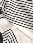 bisou's project Rochie Bej-Neagră Petrecută Kimono cu Model Geometric și Curea Legată Klerossa