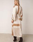 bisou's project Rochie Bej tip plic Kimono cu Model Geometric și Curea Legată Klerossa
