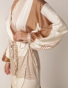 bisou's project Rochie Bej tip plic Kimono cu Model Geometric și Curea Legată Klerossa