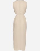 bisou's project Rochie Bejă Cloș cu Decupaje în Talie cu Ornament Metalic Galetia