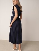 bisou's project Rochie Bleu-marin Plisată din Bumbac și cu Centură Lireviere