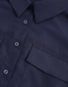 bisou's project Rochie Bleu-marin Plisată din Bumbac și cu Centură Lireviere