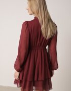 bisou's project Rochie Bordó Evazată Tip Voal cu Mâneci Bufante Isovana