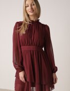 bisou's project Rochie Bordó Evazată Tip Voal cu Mâneci Bufante Isovana