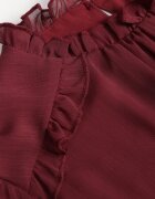 bisou's project Rochie Bordó Evazată Tip Voal cu Mâneci Bufante Isovana