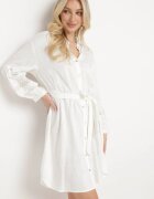 bisou's project Rochie Cămașă Albă încheiată cu nasturi cu curea în talie și cu mânecă decorativă Rigaudona