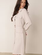 bisou's project Rochie cămașă Bej cu Buzunare Stil utility Naiatema