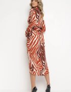 bisou's project Rochie cămașă Maro cu model zebră Arziki