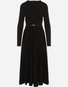 bisou's project Rochie Cloche Neagră din Tricot cu Vâscoză cu Mânecă Lungă și Curea Tusmina