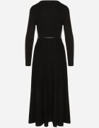 bisou's project Rochie Cloche Neagră din Tricot cu Vâscoză cu Mânecă Lungă și Curea Tusmina