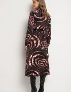 bisou's project Rochie Cloș Negru-Roșie cu Croială Tip Cămașă cu Elastic în Talie cu Imprimeu Abstract Daltinnia