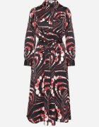 bisou's project Rochie Cloș Negru-Roșie cu Croială Tip Cămașă cu Elastic în Talie cu Imprimeu Abstract Daltinnia