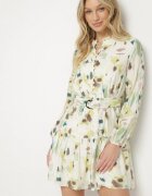 bisou's project Rochie Cloș Verde din Viscoză cu Cordon cu Imprimeu Abstract Stelitte