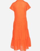 bisou's project Rochie de bumbac portocalie cu finisaj ajurat cu mânecă scurtă încheiată cu nasturi Kataria