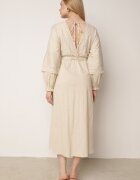 bisou's project Rochie din bumbac bej cu accente din dantelă cu talie elastică și curea din material textil Jariena