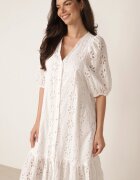 bisou's project Rochie din bumbac cu nasturi și decupaje ajurate în formă de flori Monama Albă