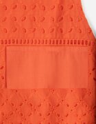 bisou's project Rochie din bumbac Portocalie cu ajur cu croială tip cămașă cu cordon din material în talie Vikiiana
