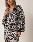 bisou's project Rochie Gri Cambrată Imprimeu leopard Suzamera