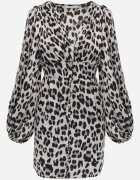 bisou's project Rochie Gri Cambrată Imprimeu leopard Suzamera