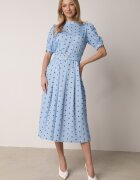 bisou's project Rochie Midi Albastră cu Elastic în Talie și Curea din Material cu Cataramă Maerali