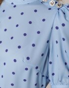 bisou's project Rochie Midi Albastră cu Elastic în Talie și Curea din Material cu Cataramă Maerali