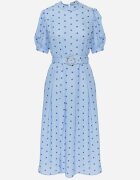 bisou's project Rochie Midi Albastră cu Elastic în Talie și Curea din Material cu Cataramă Maerali