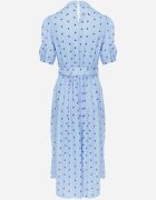 bisou's project Rochie Midi Albastră cu Elastic în Talie și Curea din Material cu Cataramă Maerali