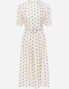bisou's project Rochie midi bej deschis cu elastic în talie și curea din material textil cu cataramă Maerali