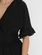 bisou's project Rochie Mini Neagră cu elastic în talie și volane Edeane