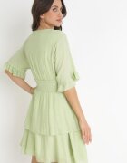 bisou's project Rochie Mini Verde cu elastic în talie și Volane Edeane