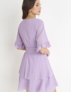 bisou's project Rochie Mov Mini cu Elastic în Talie și Volane Edeane