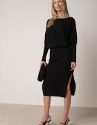 bisou's project Rochie Neagră Din tricot Cu viscoză Cu croi liliac Cu decolteu barcă Tisan