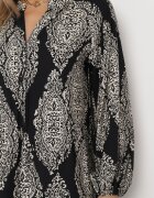 bisou's project Rochie Neagră Evazată Maxi cu Decolteu Triunghiular Chetan