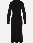 bisou's project Rochie Neagră Mulată din Tricot striat cu Vâscoză cu Aplicații Tusmana