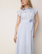 bisou's project Rochie Plisată Albastru deschis cu Bumbac și Curea Lireviere