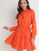 bisou's project Rochie Portocalie Ajurată Din Bumbac cu Centură Legată Ilerah