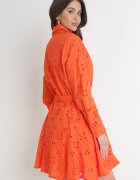 bisou's project Rochie Portocalie Ajurată Din Bumbac cu Centură Legată Ilerah