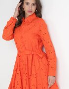 bisou's project Rochie Portocalie Ajurată Din Bumbac cu Centură Legată Ilerah