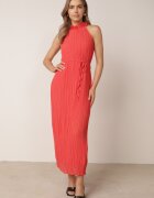 bisou's project Rochie Roșie cu Aplicații Decorative și Decolteu Halter cu Curea Material Dimnatti