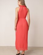bisou's project Rochie Roșie cu Aplicații Decorative și Decolteu Halter cu Curea Material Dimnatti