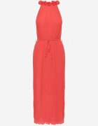 bisou's project Rochie Roșie cu Aplicații Decorative și Decolteu Halter cu Curea Material Dimnatti