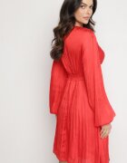 bisou's project Rochie Roșie Evazată Plisată cu încrețituri și Decolteu în V Aladwen
