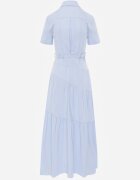 bisou's project Rochie Taliată Albastră din Bumbac în Stil Cămașă cu Imitație de Buzunare Masefia