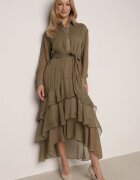 bisou's project Rochie tip cămașă Verde cu Spate Mai Lung și Volane Savandra