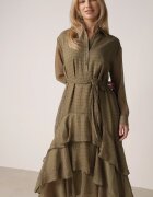 bisou's project Rochie tip cămașă Verde cu Spate Mai Lung și Volane Savandra