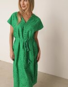 bisou's project Rochie Verde din Bumbac Decorată cu Broderie cu Mânecă Scurtă și Curea din Material Dimisha