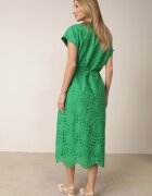 bisou's project Rochie Verde din Bumbac Decorată cu Broderie cu Mânecă Scurtă și Curea din Material Dimisha