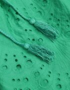 bisou's project Rochie Verde din Bumbac Decorată cu Broderie cu Mânecă Scurtă și Curea din Material Dimisha
