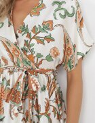 bisou's project Rochie Verde Maxi cu Decolteu petrecut și Talie elastică cu Imprimeu oriental Sierrina