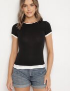 bisou's project Tricou Negru cu In cu croi ajustat Salionaria